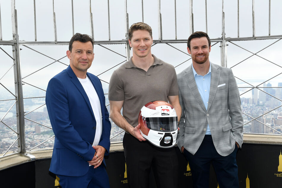Will Buxton, Josef Newgarden, and Kyle Kirkwood on the 86th Floor Observation Deck