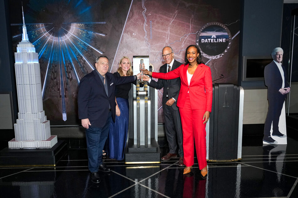 Lester Holt, Andrea Canning, Blayne Alexander, and Josh Mankiewicz flip the switch in a lighting ceremony