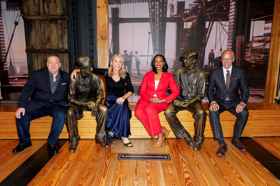 Lester Holt, Andrea Canning, Blayne Alexander, and Josh Mankiewicz at the Construction exhibit