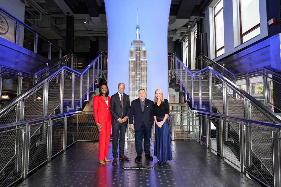 Lester Holt, Andrea Canning, Blayne Alexander, and Josh Mankiewicz at the Grand Staircase