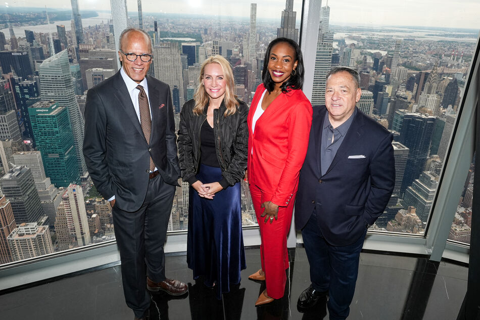 Lester Holt, Andrea Canning, Blayne Alexander, and Josh Mankiewicz on the 102nd Floor Observation Deck