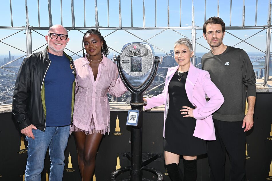 Paul Wesley, Celia Rose Gooding, Melissa Navia, and Akiva Goldsman on the 86th Floor Observation Deck
