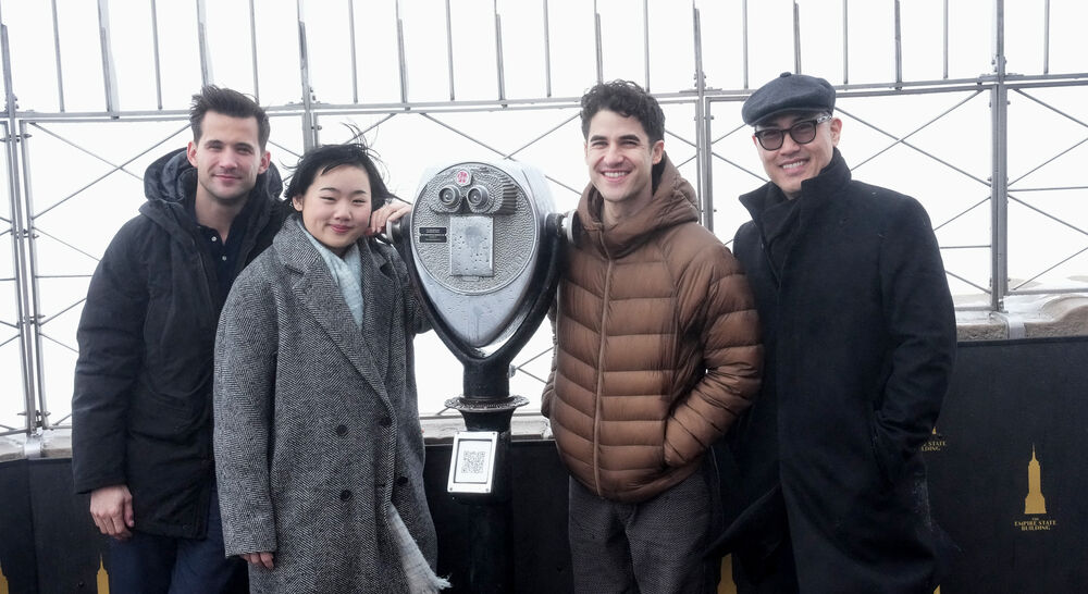 Darren Criss, Helen J Shen, Dez Duron, and Marcus Choi on the 86th Floor Observatory