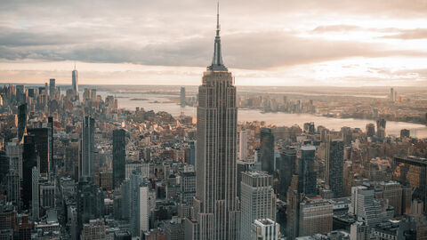 New York City skyline, Empire State Building front and center