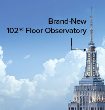 Vooraanzicht van het observatorium op de 102e verdieping van het Empire State Building