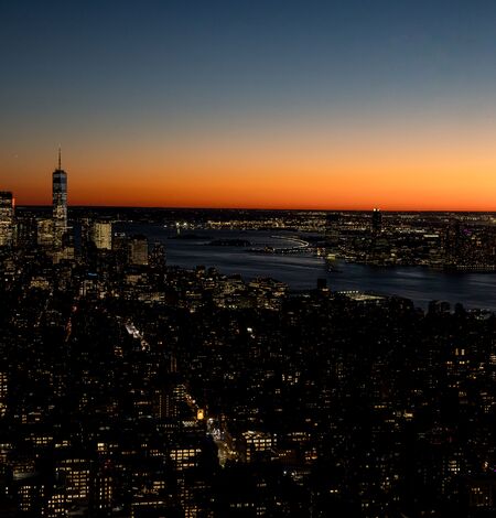 Sunset view from the 86th Floor Observation Deck at the Empire State Building Observatory