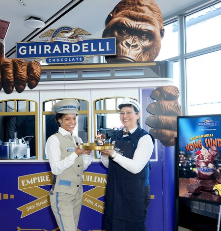 An ESB Host and a Ghirardelli Sundae Chef on the 86th Floor Observation Deck