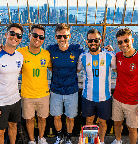 Guys on 86th Floor in Soccer Jerseys