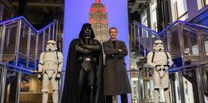 Hayden Christensen with Darth Vader and Storm Troopers at ESB