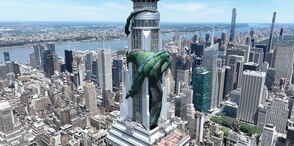 Vhagar the Dragon on the Empire State Building's Spire