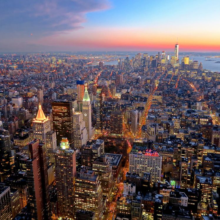 Vue de haute altitude de New York