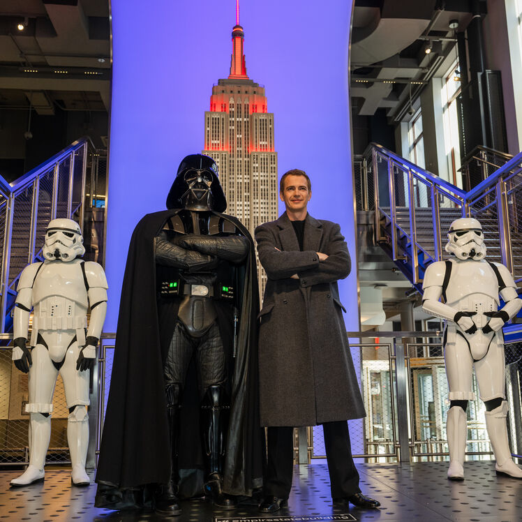 Hayden Christensen with Darth Vader and Storm Troopers at ESB