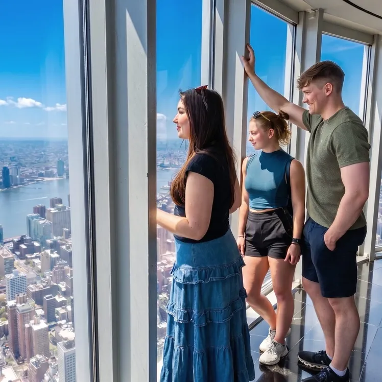 Friends at the Empire State Building's 102nd Floor Observation Deck, NYC's best vista
