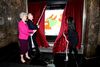 Counsel General Huang Ping, Madame Zhang Aiping, and ESRT EVP, COO & CFO Christina Chiu unveil the Lunar New Year windows at ESB.