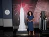 Shirleen Allicot with a model of the Empire State Building