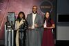 Ebony Obsidian, Kerry Washington, and Tyler Perry with building models