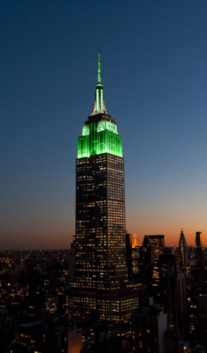 Empire State Building lit Green and White