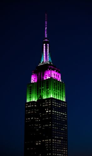 Green, Purple, Blue, and Pink Tower Lights