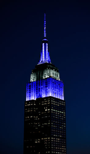 blue and grey tower lights